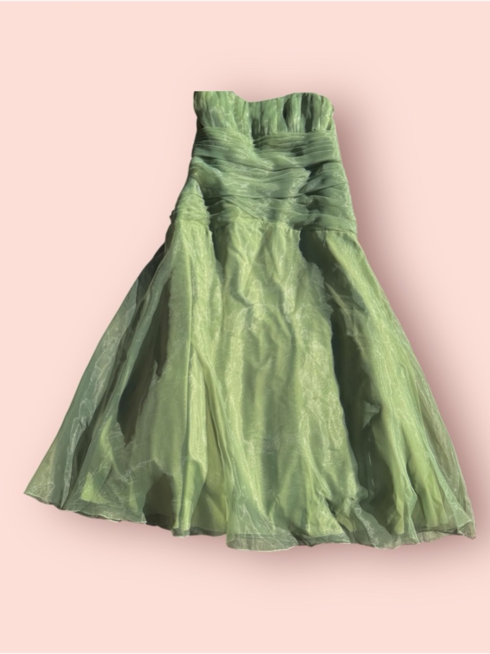 Couture Collection Green Organza Strapless Dress